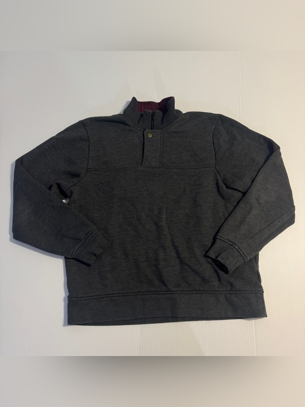 Orvis Signature Quarter-Zip Sweatshirt Charcoal Fleece Lined Pullover Medium